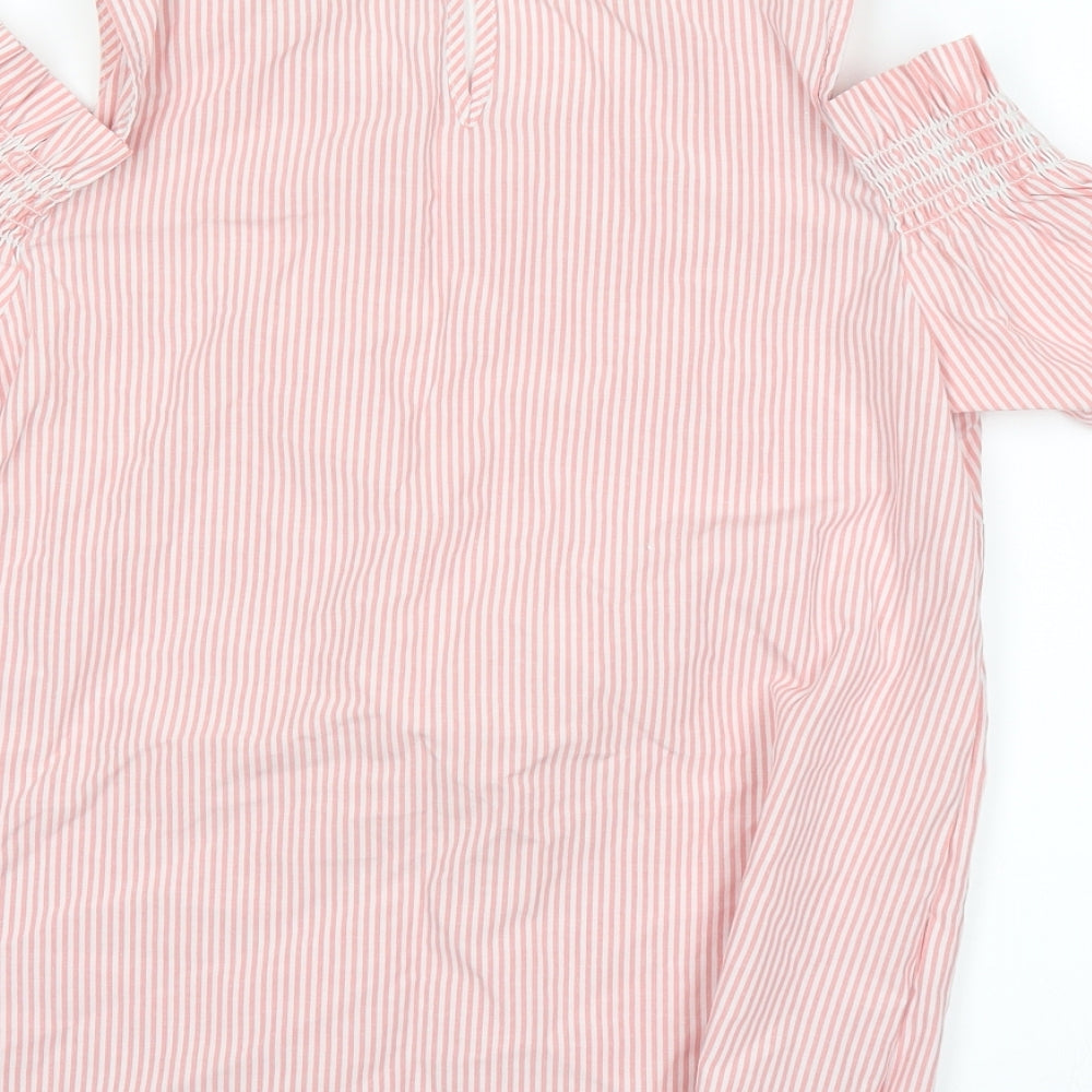 Papaya Womens Pink Striped Basic T-Shirt Size 12