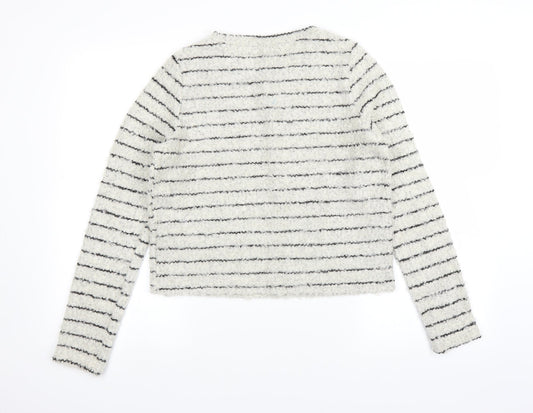 New Look Womens White Striped Pullover Jumper Size 12