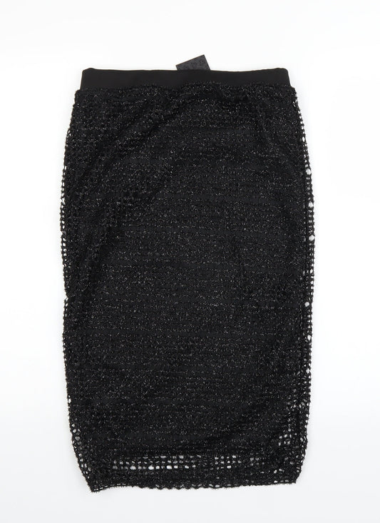 ayanapa Womens Black A-Line Skirt Size 8
