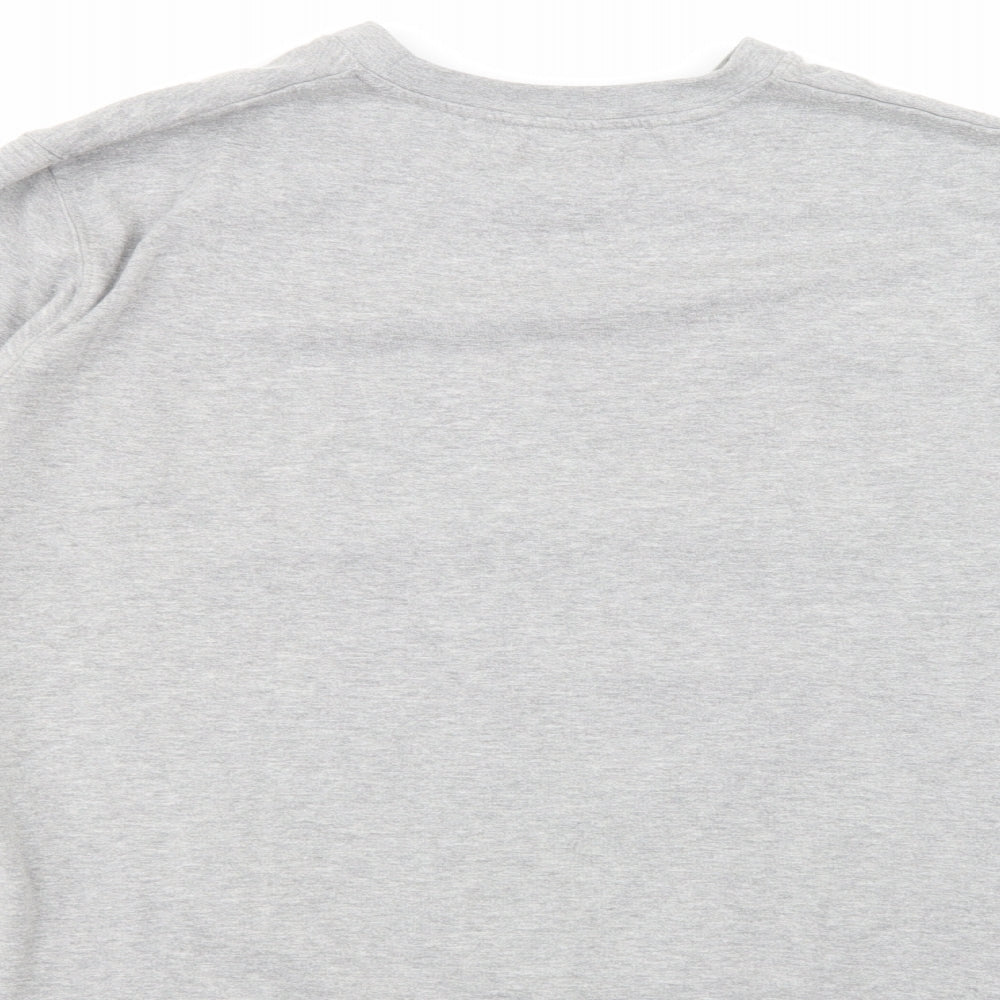 Brand and care label for New Look Men men’s grey jumper, size L