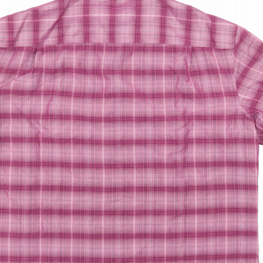 M&S Mens Purple Check Button-Up Size L