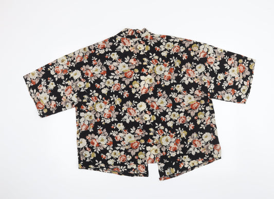FOREVER 21 Womens Black Floral Cardigan Jumper Size M