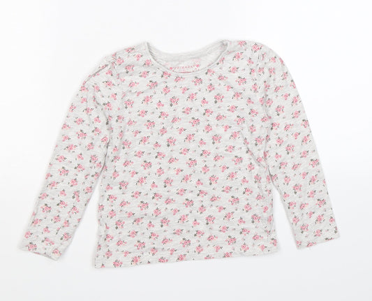 Primark Girls Grey Floral Jersey Casual Size 4-5 Years