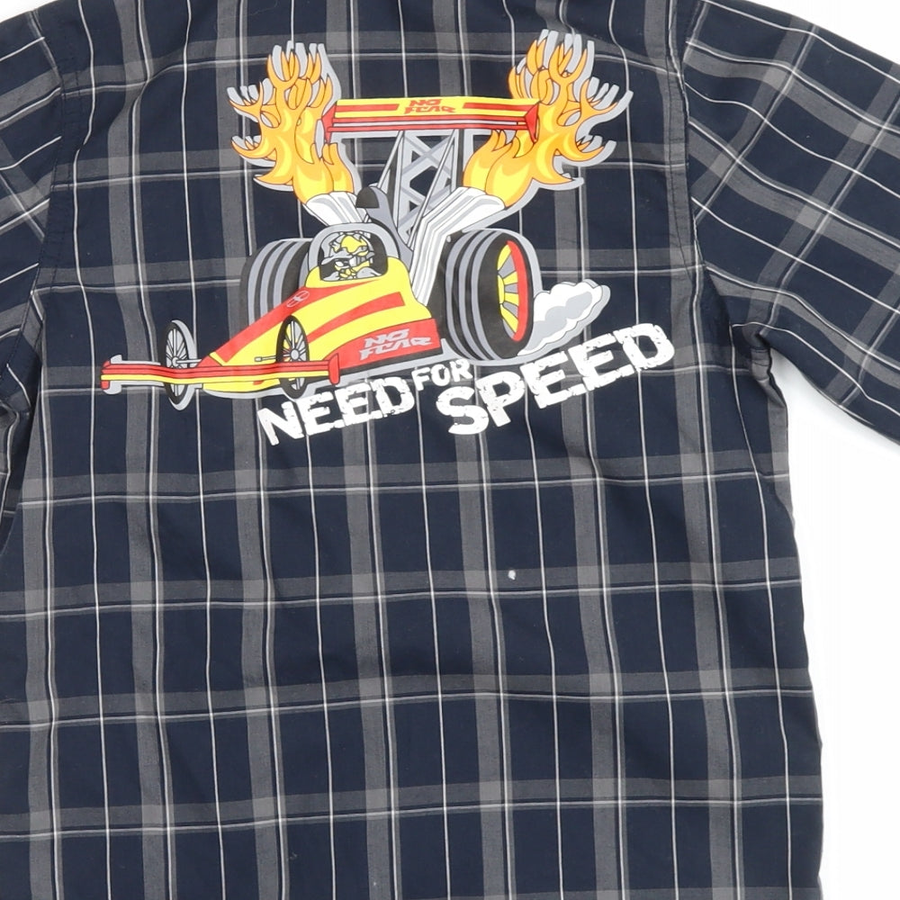 No Fear Boys Black Plaid Basic Button-Up Size 5-6 Years - need for speed