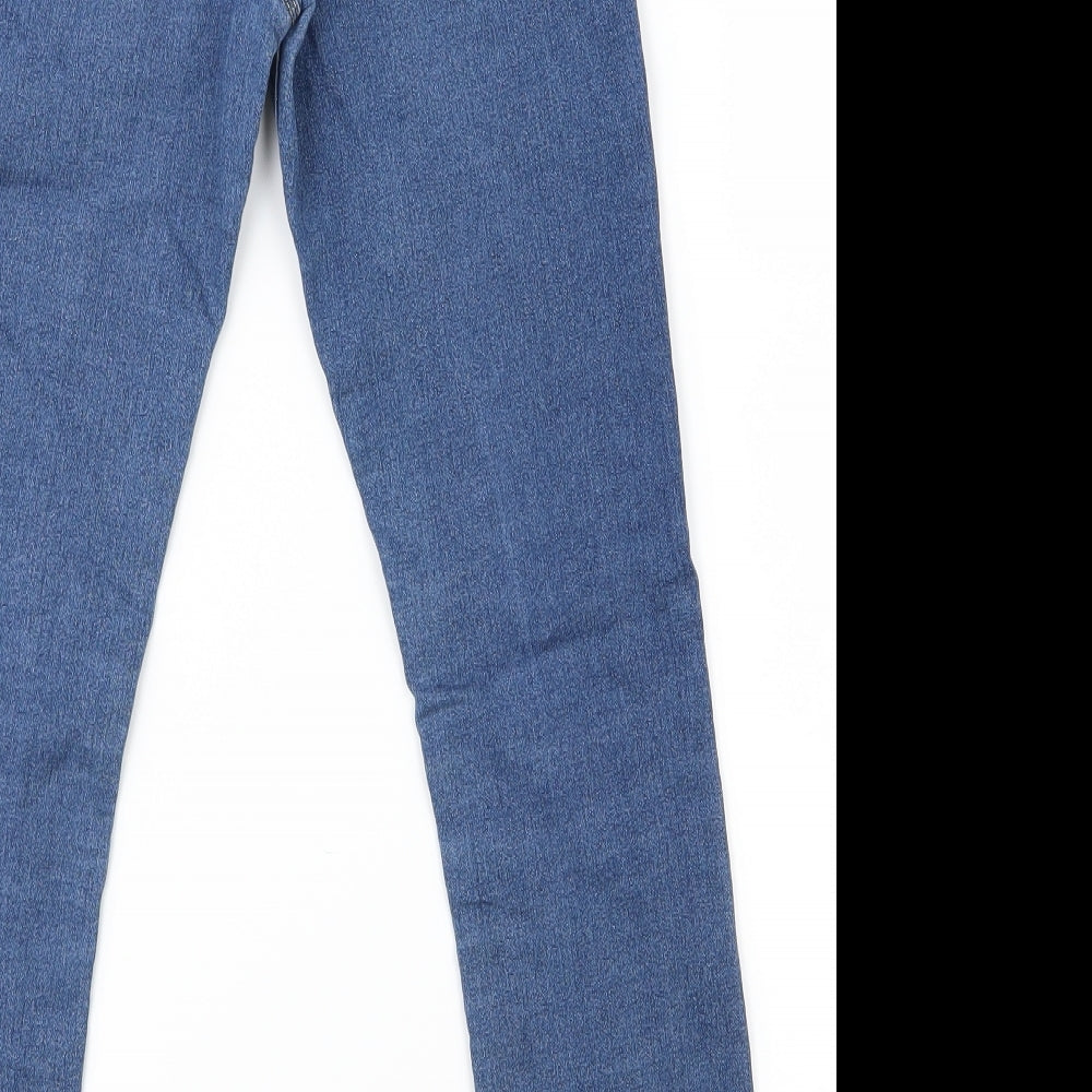 Brand and care label for Denim co girls’ blue skinny jeans, size 11-12, years