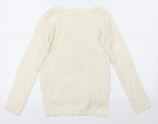 H&M Girls White Pullover Jumper Size 11-12 Years - wonder