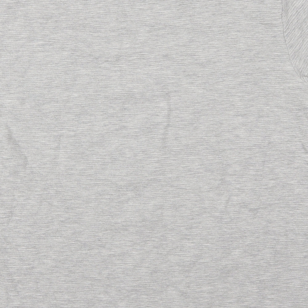 Brand and care label for River Island women’s grey basic t-shirt, size M