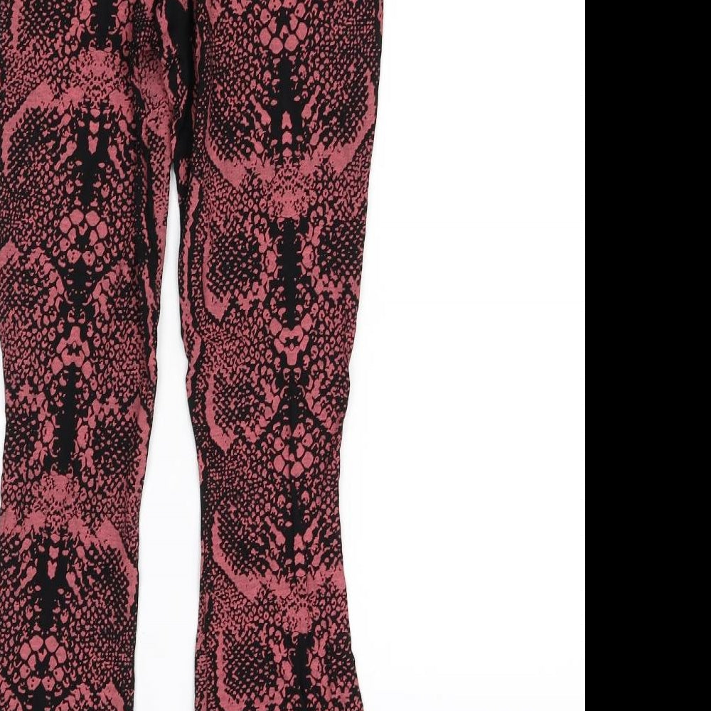 I SAW IT FIRST Womens Black Animal Print Trousers Size 10 L28 in