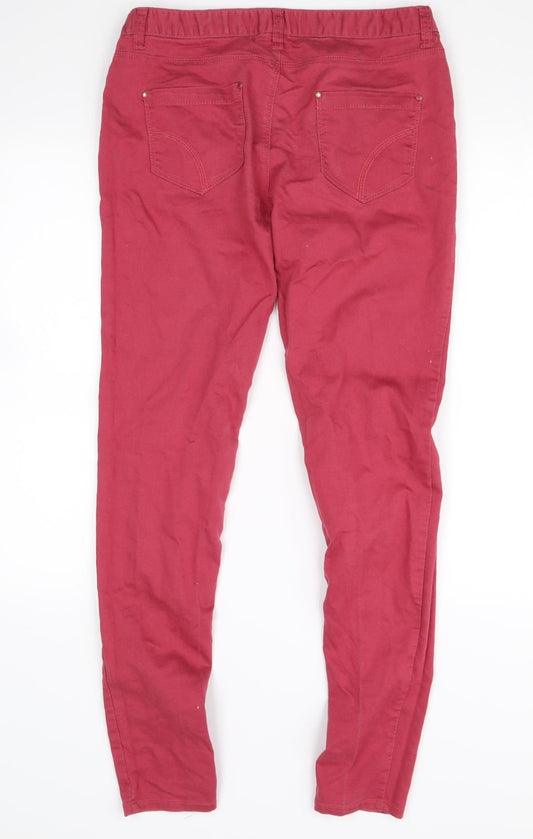 denim& co Womens Red Skinny Jeans Size 12 L28 in