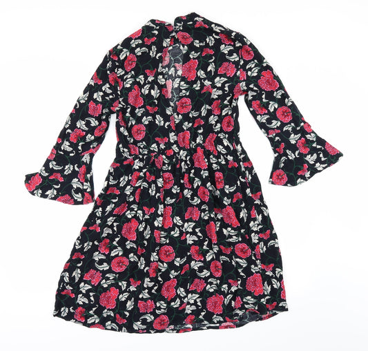 Atmosphere Womens Black Floral Fit & Flare Size 8
