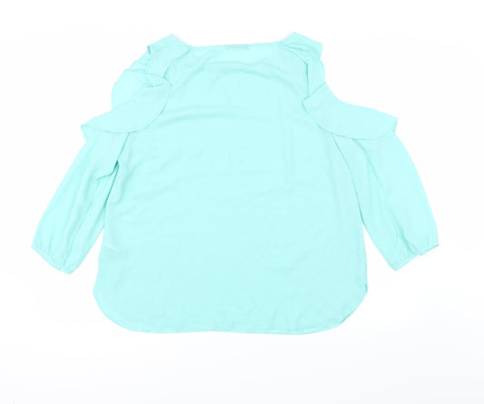 Preworn Womens Green Basic Blouse Size 16