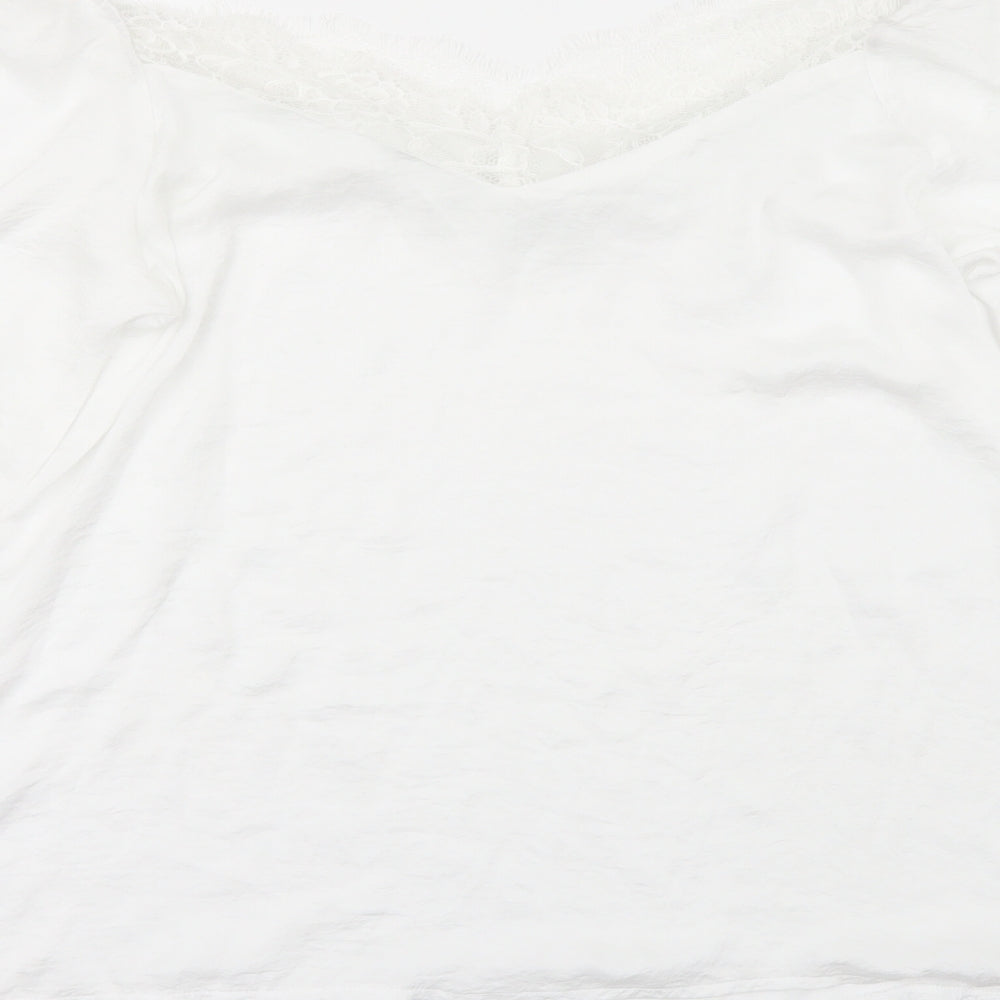 Preworn Womens White Basic Blouse Size L
