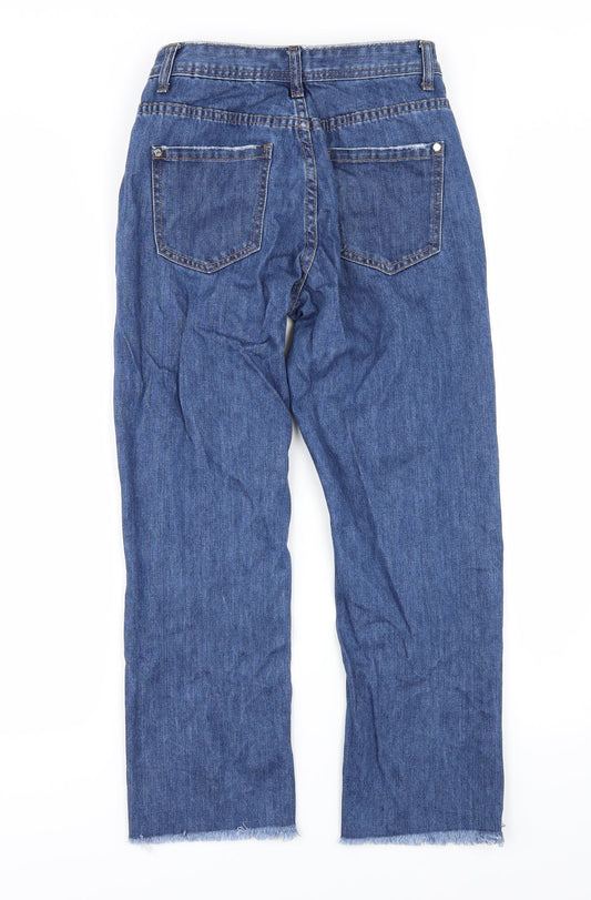Missguided Womens Black Denim Straight Jeans Size 8 L24 in