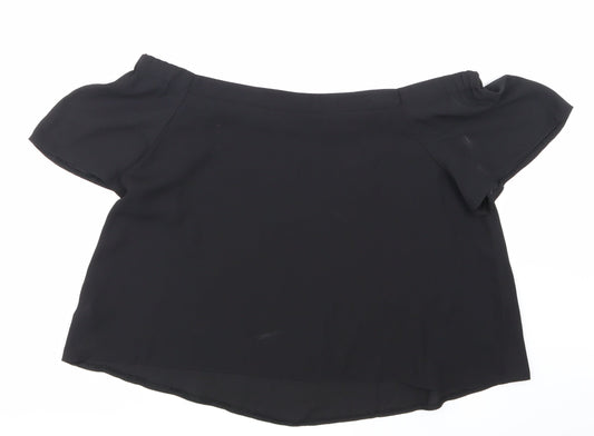 NEWLOOK Womens Black Mesh Basic Blouse Size 12