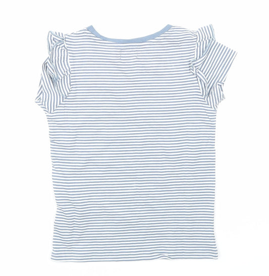 Lily & dan Girls Blue Striped Basic T-Shirt Size 5-6 Years