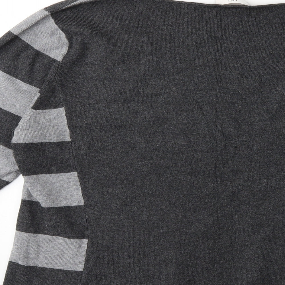 CC Womens Grey Striped Knit Pullover Jumper Size XL