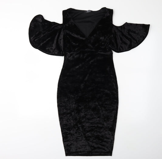 Girls On Film Womens Black Velour Bodycon Size 8