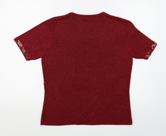 Berkerlex Womens Red Basic T-Shirt Size 14