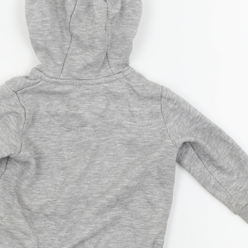 Brand and care label for F&F Grey Full Zip Jumper, size 0-3, Months