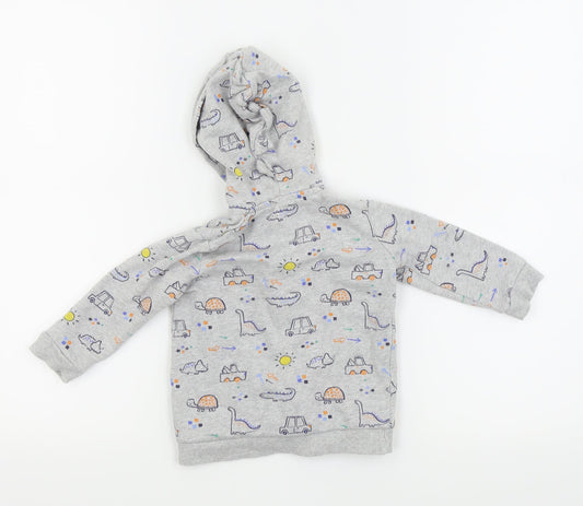 Asda George Grey Animal Print Full Zip Jumper Size 9-12 Months