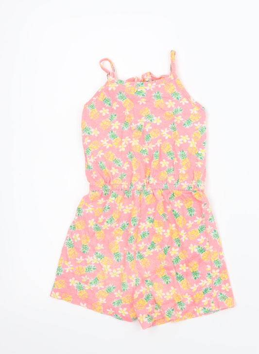 Primark Girls Pink Floral Romper One-Piece Size 5-6 Years
