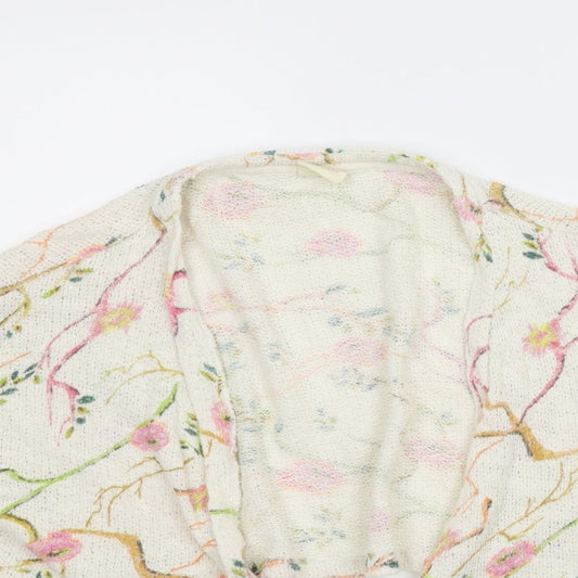 Zara Girls Ivory Floral Cardigan Jumper Size 9 Years - Bolero