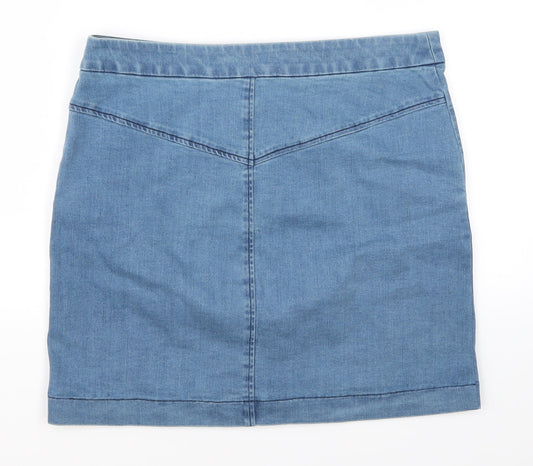 Preworn Womens Blue Denim A-Line Skirt Size 32 in