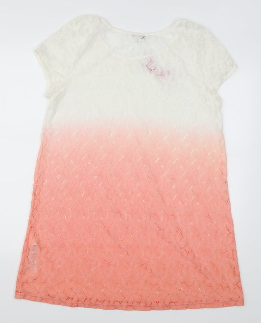 Happy Holly Womens Pink Floral Basic T-Shirt Size 8