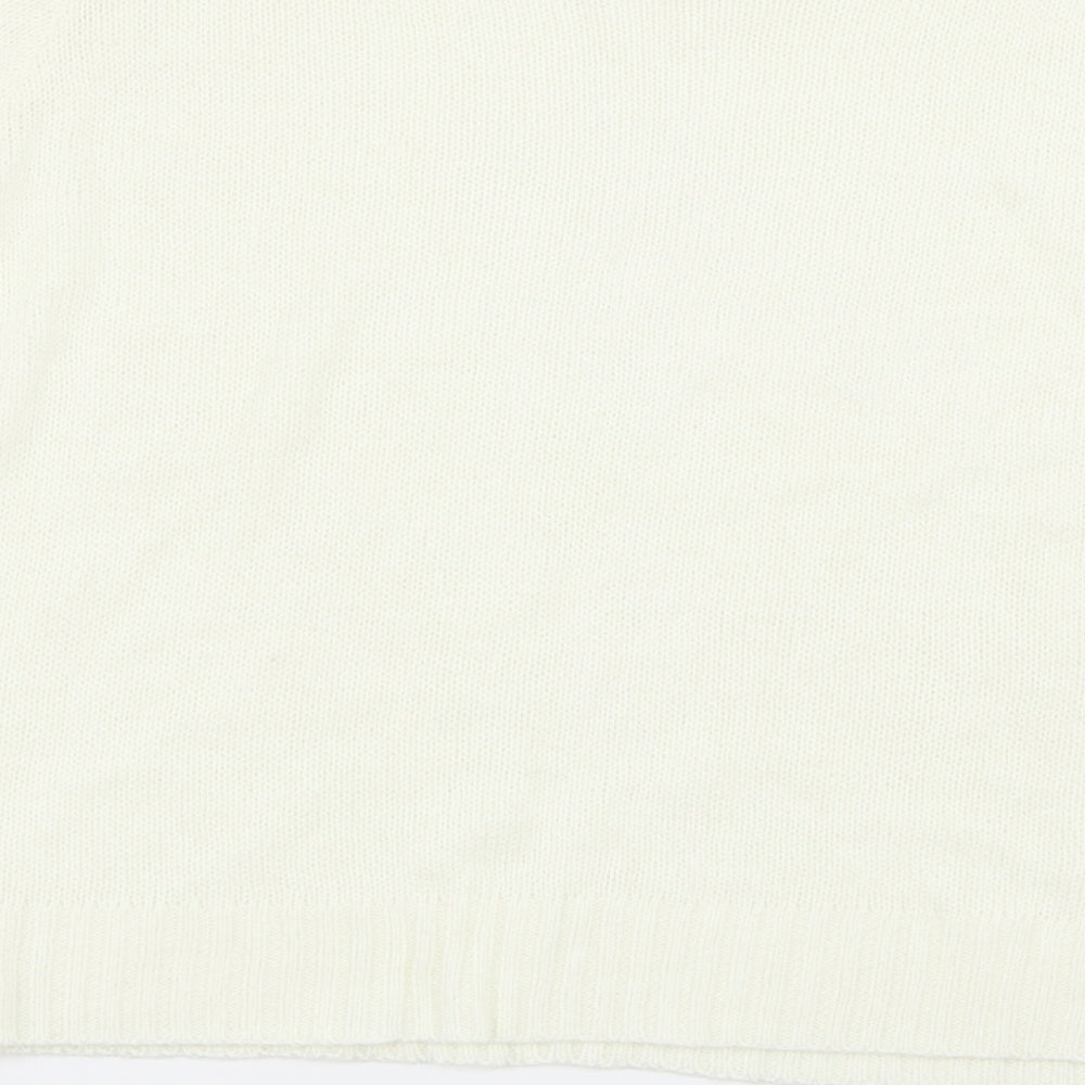 Brand and care label for H&M women’s white jumper, size M
