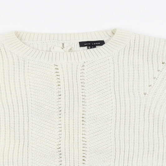 New Look Womens White Pullover Jumper Size L