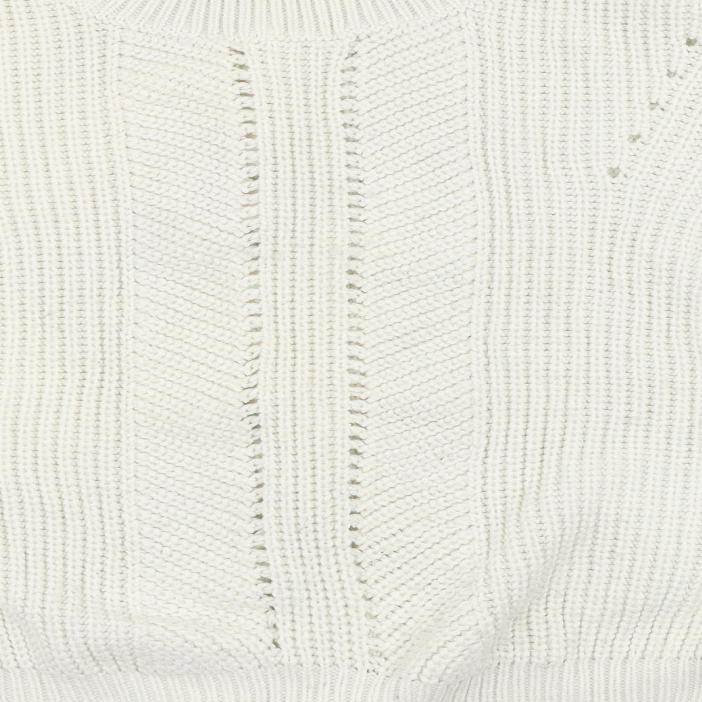 Brand and care label for New Look women’s white jumper, size L