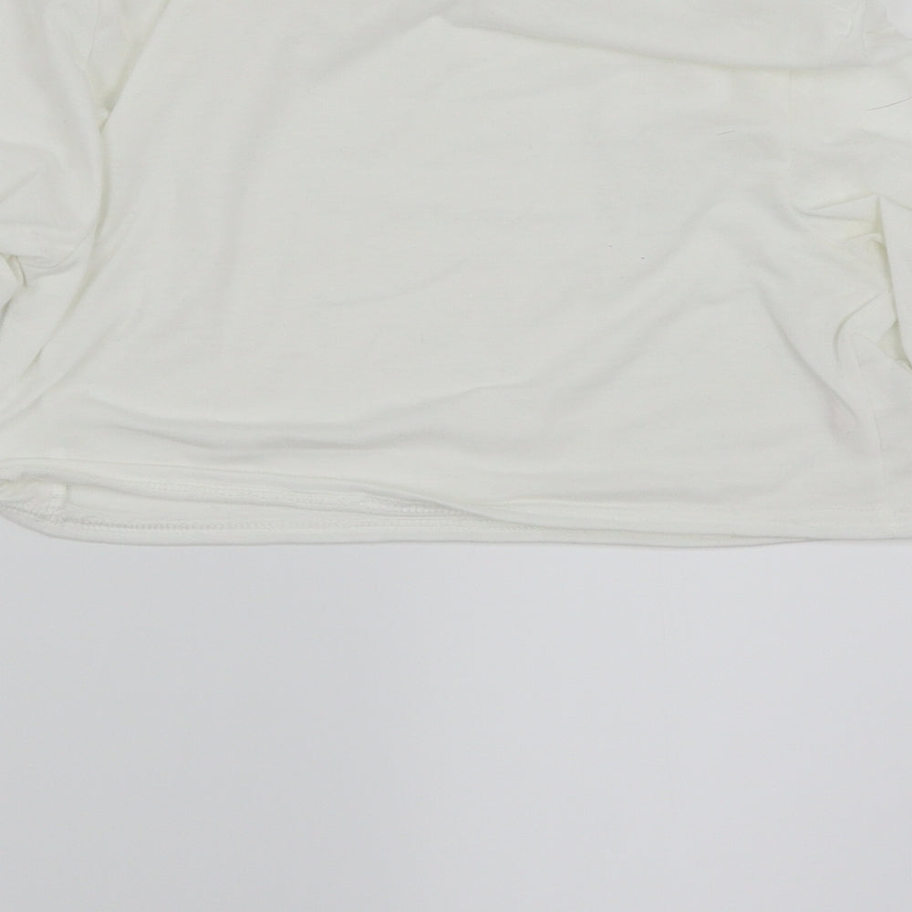 PRETTYLITTLETHING Womens White Cropped T-Shirt Size 14