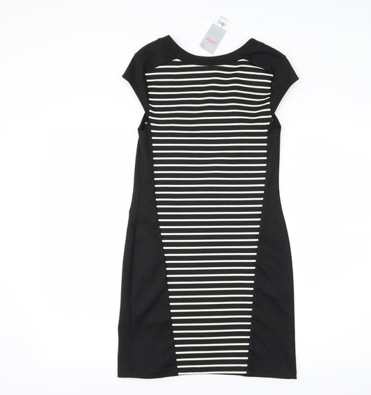 Dorothy Perkins Womens Black Striped Jersey Sheath Size 4