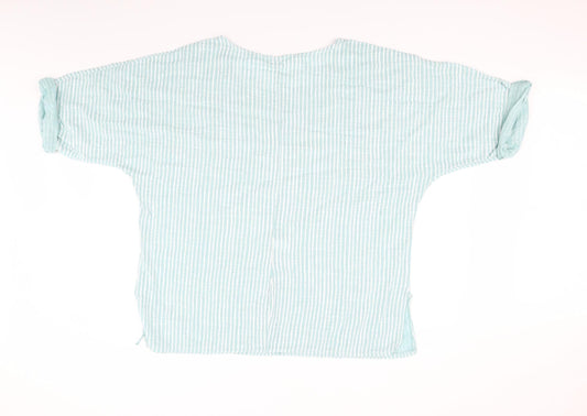 LV Clothing Womens Green Striped Basic T-Shirt Size 40