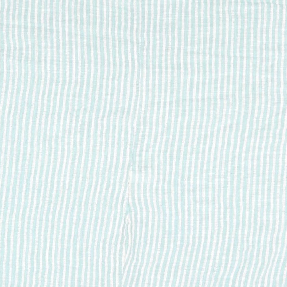 Brand and care label for LV Clothing women’s green striped basic t-shirt, size UK 40