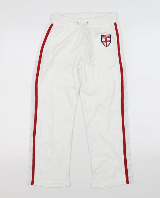 Additional front view of IMANI boys’ white jogger trousers, size S