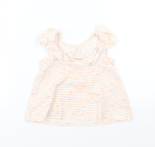 Savanah Girls Pink Striped Jersey Basic T-Shirt Size 9-12 Months - Flamingo