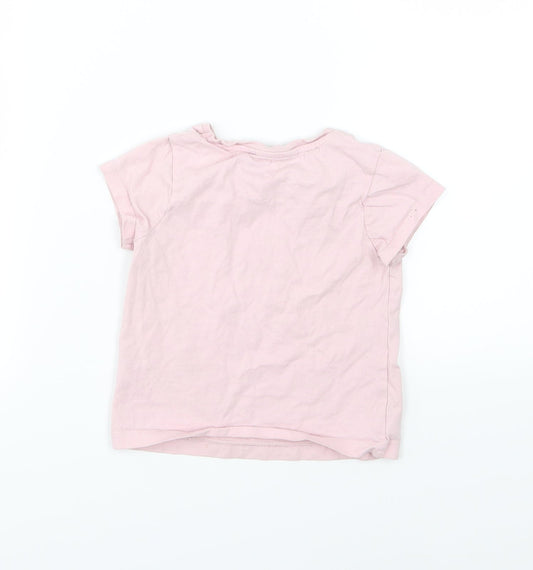 George Girls Pink Jersey Basic T-Shirt Size 2-3 Years - Happy