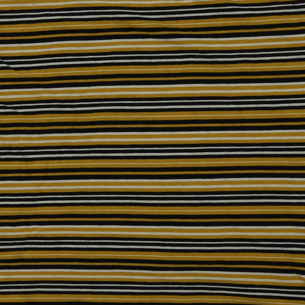 Zara Womens Yellow Striped Basic T-Shirt Size S