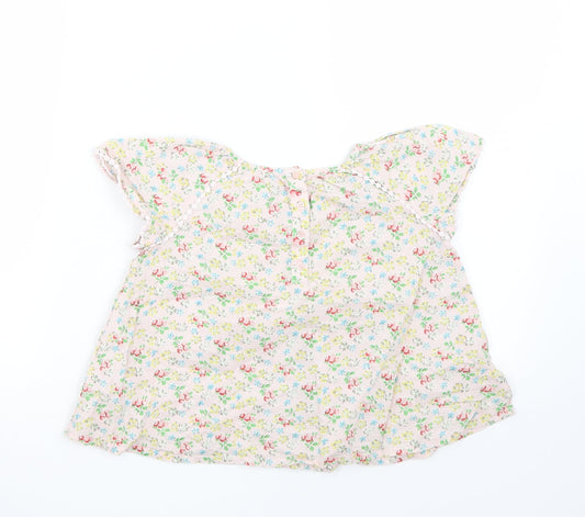 NEXT Girls Beige Floral Basic T-Shirt Size 3-4 Years