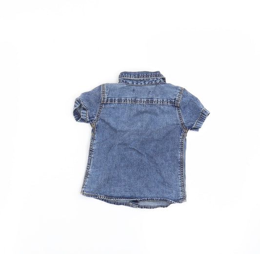 Denim CO Boys Blue Basic Button-Up Size 6-9 Months