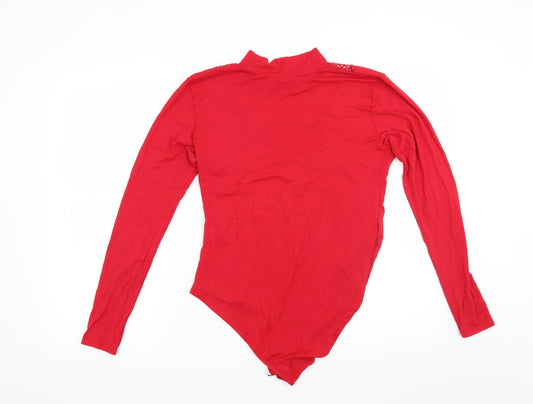 Boohoo Womens Red Basic Blouse Size 12