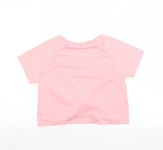 Preworn Womens Pink Cropped T-Shirt - twist front