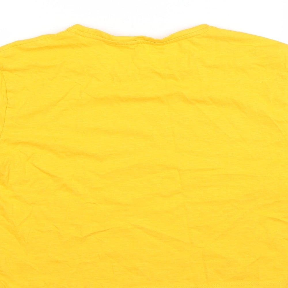 Brand and care label for Matalan girls’ yellow cropped t-shirt, size 13, years - brooklyn