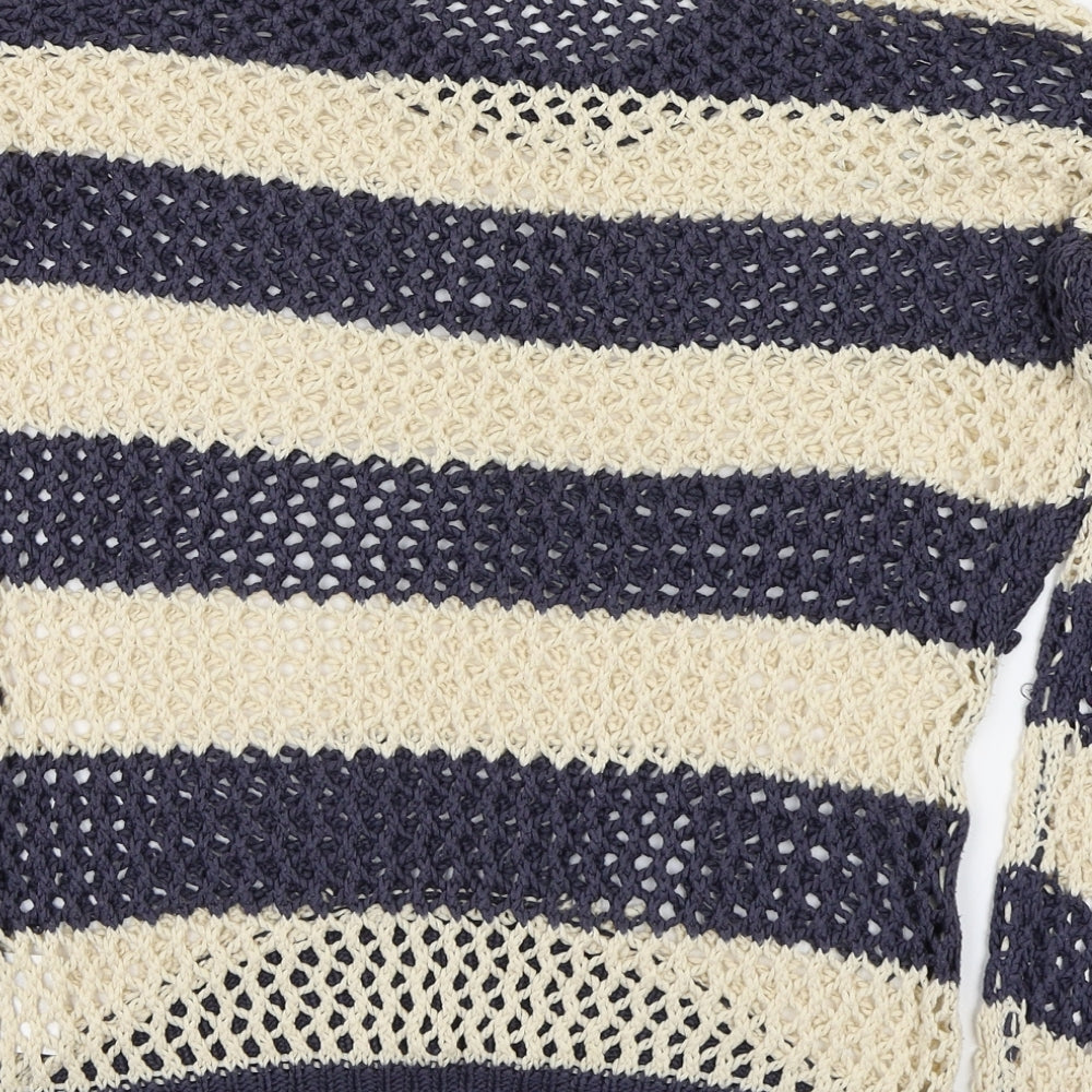 Brand and care label for soul & co women’s ivory striped jumper, size UK 6