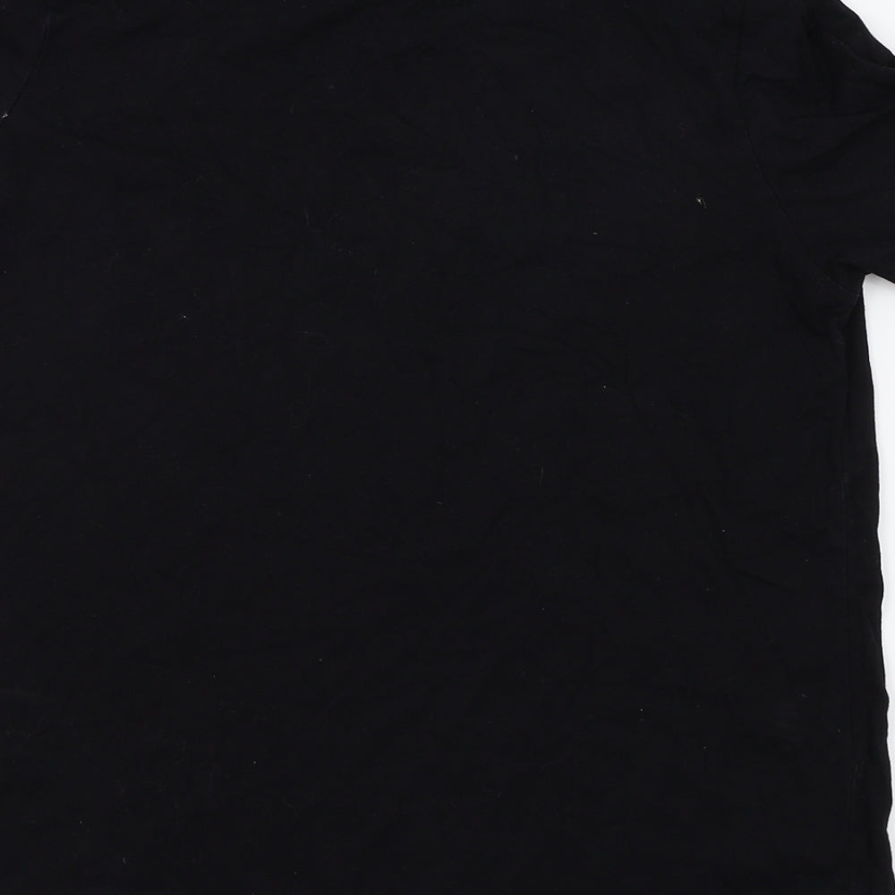 Brand and care label for Seed women’s black basic t-shirt, size S