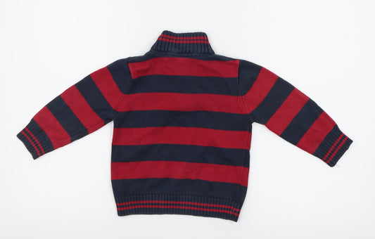 TU Girls Red Striped Henley Jumper Size 2 Years