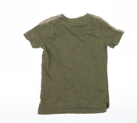 T?U Girls Green Animal Print Basic T-Shirt Size 5 Years - fresh