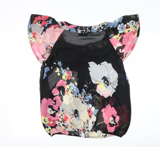 NEXT Womens Black Floral Basic Blouse Size 12