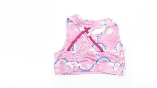 Matalan Girls Purple Cropped Tank Size 6-7 Years - unicorn workout top